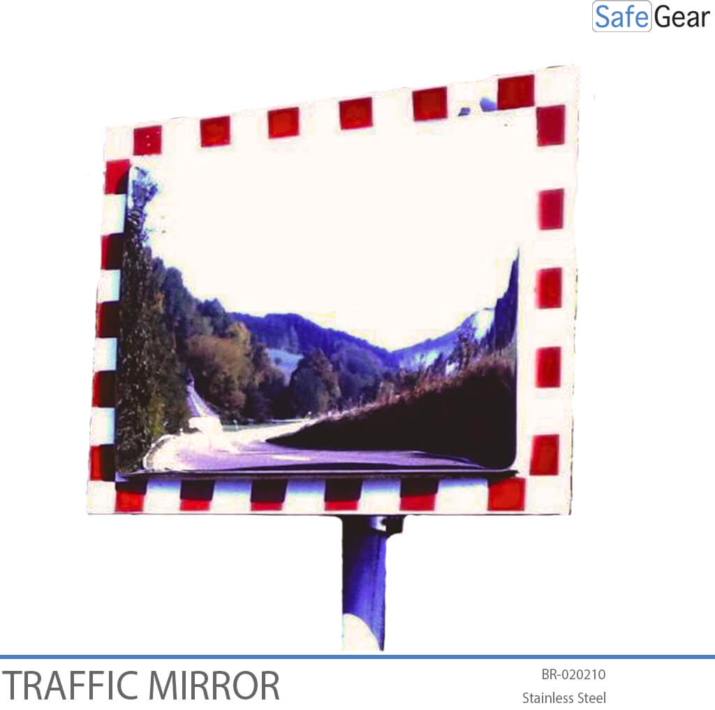 Rektangulært Trafikspejl i Rustfrit Stål - Justerbar - 40x60 cm
