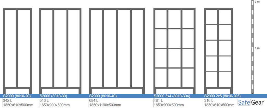 Storage cabinet S2000 with 3x5 compartments (8010-305) - cylinder lock
