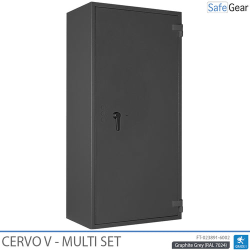 Cervo V Multi Set gun safe in Graphite Grey, door closed