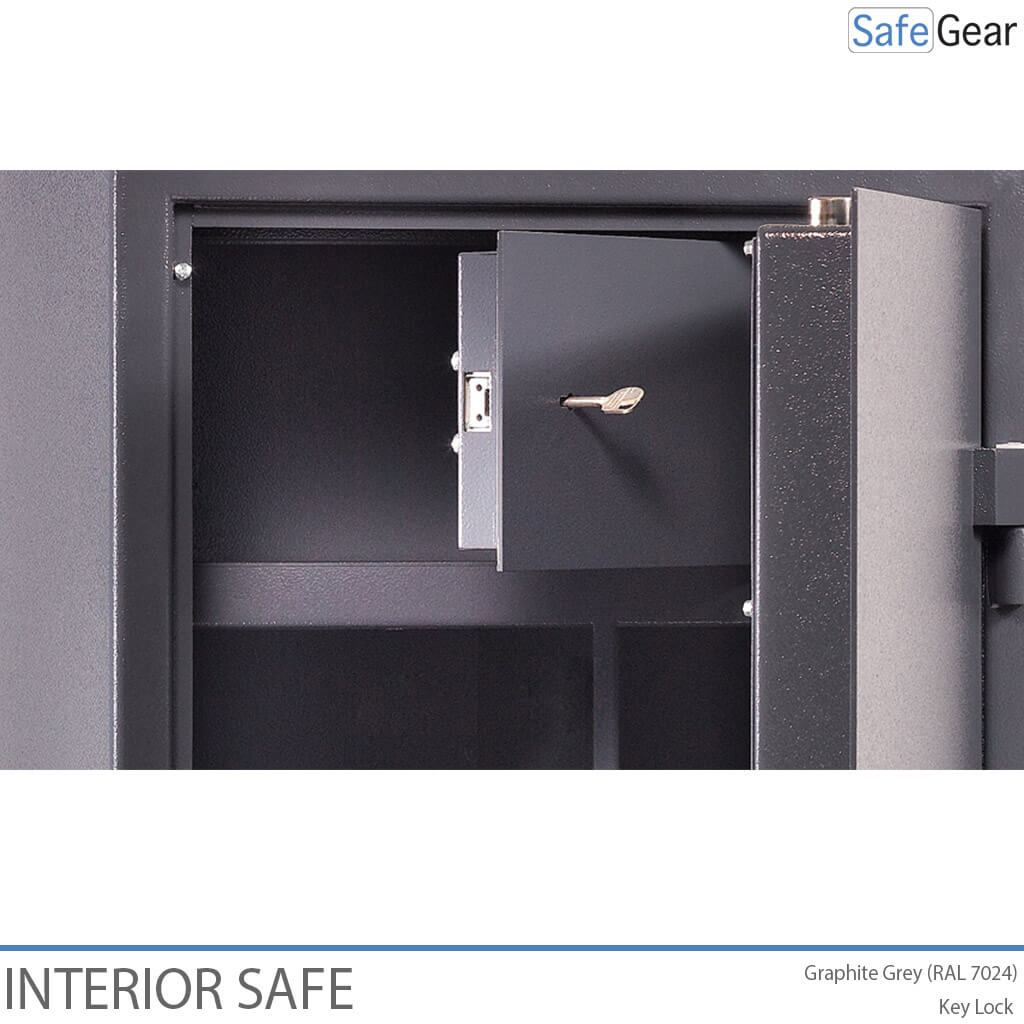 inner safe, interior safe, graphite grey, opened